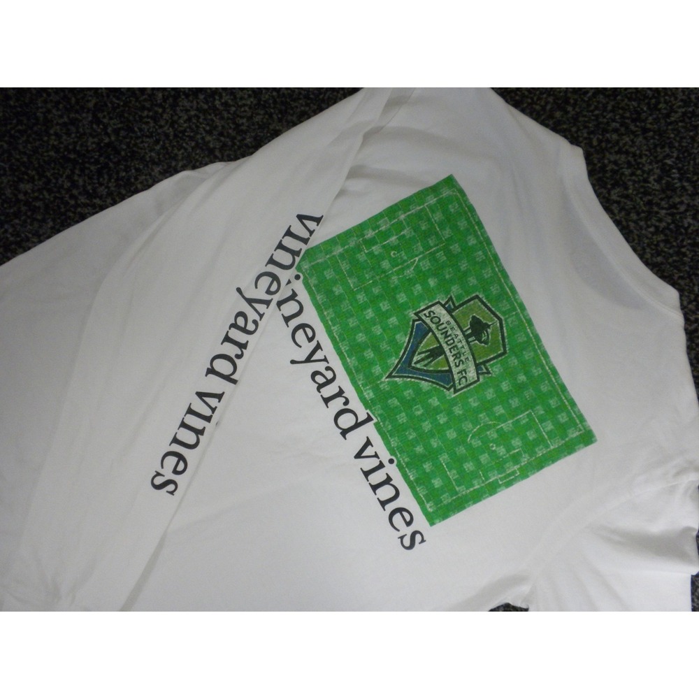 Vineyard Vines T-Shirt Mens S White Seattle Sounders FC Pocket‎ Long Sleeve MLS